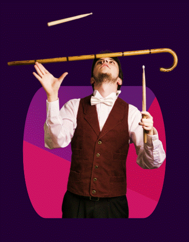 Matt Dibrindisi juggling drumsticks